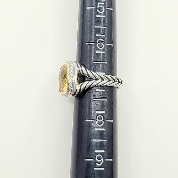 David Yurman Albion Champagne Citrine Diamond Ring w/ 18K Gold & Diamonds - Sz 7 - Picture 16 of 16